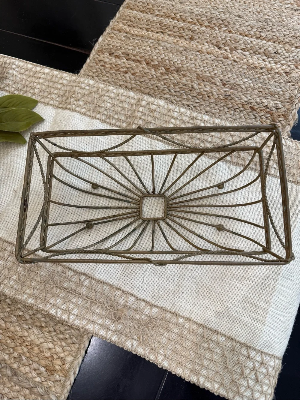 Decorative Metal Wire Basket - Antique Brass Finish